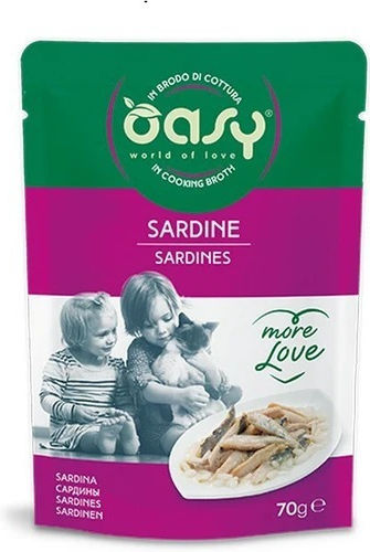 Oasy Love Wet Cat Food for Adult Cats in Pouches with Sardine 70g