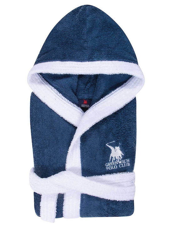 Greenwich Polo Club Παιδικό Μπουρνούζι Essential Μπλε με Κουκούλα