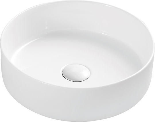 Oikossi Lolipop Vessel Porcelain Bathroom Sink with Faucet 35.5x35.5x12cm White Oikossi Lolipop Vessel Porcelain Bathroom Sink with Faucet 35.5x35.5x12cm White