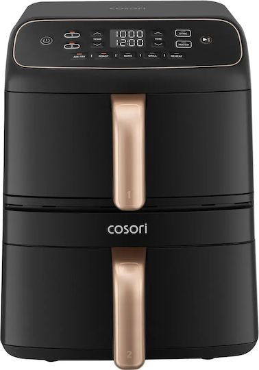 Cosori Heißluftfritteuse mit Doppeltem Abnehmbaren Behälter 8,6 l Schwarz 1391504