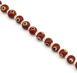 Glass Eye Round 10mm/~ø2mm 25pcs per Strand Transparent Red