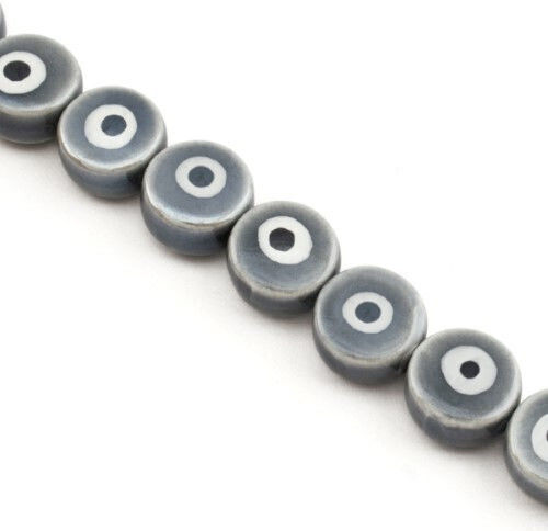 Ochi Ceramic 12mm 12 Bucăți/Șnur Gri