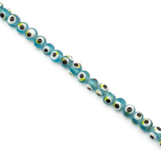 Glass Eye Round 7mm/~ø1mm 65 pcs per Strand Transparent Blue