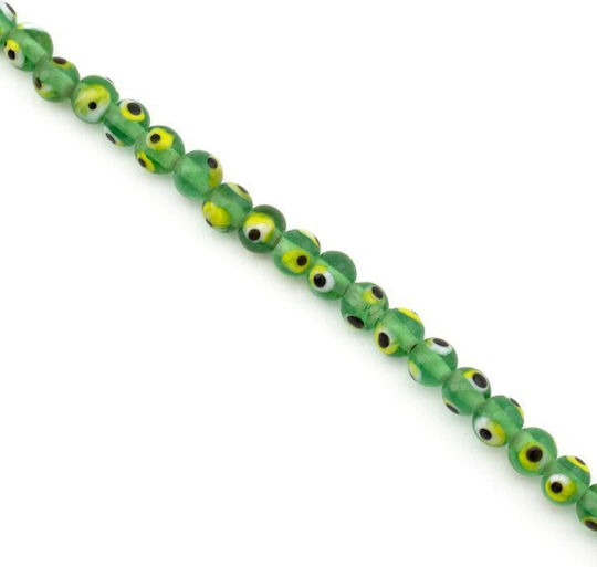 Γυαλινο Ματι Στρογγυλο 7mm/~ø1mm 65τεμ/κορ Διαφανο Πρασινο Ανοιχτο