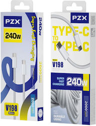 PZX USB 2.0 Кабел USB-C Мъжки - USB-C 240W Бял 2m 1234567895667