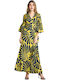 Women's Cotton Blouse with V Neckline Yellow