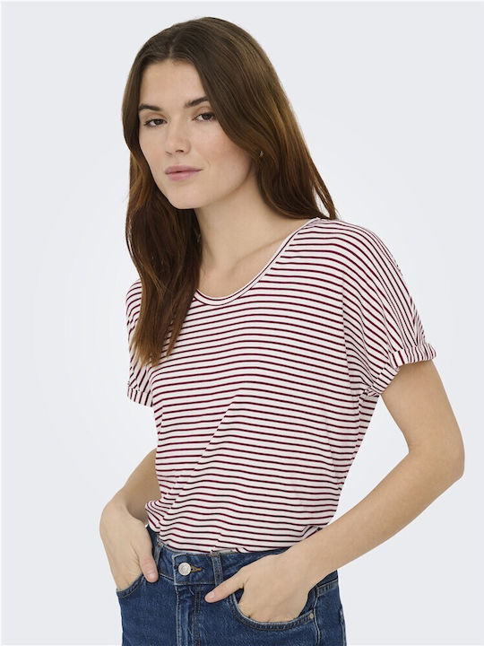 Jdy Bluza Damă Tricou Cu Dungi Burgundy