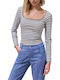 Damen Bluse Gestreift Marineblau