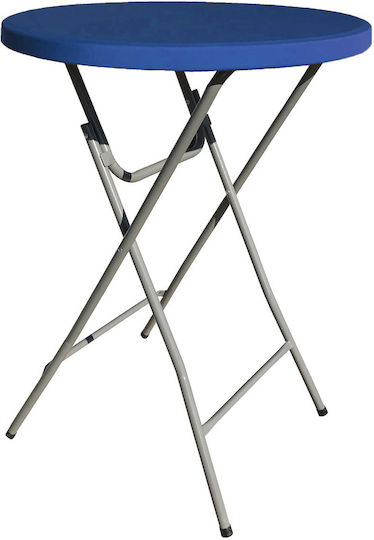 Plastic Catering Garden & Terrace Table for Small Spaces Foldable with Metal Frame Blue 80x80x110cm