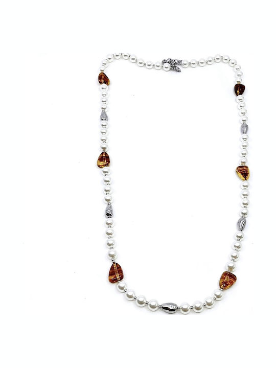Legola Necklace Made of Steel with Pearls