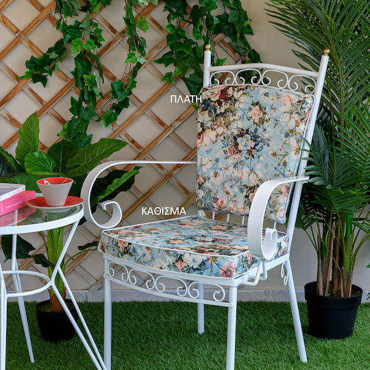 Be Comfy Waterproof Garden Chair Cushion Floral Blue 42x42cm