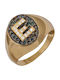 Damen Ritterring mit Zirkon aus 14K Gold