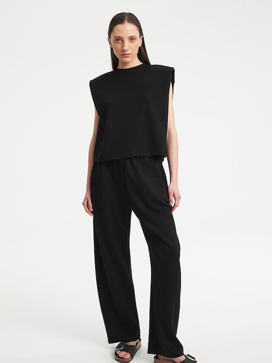 Eleh Women's Fabric Trousers with Rubber Band Blk