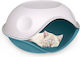 Cave Cat Dog Light Blue Covered Bed 57x48xh32cm