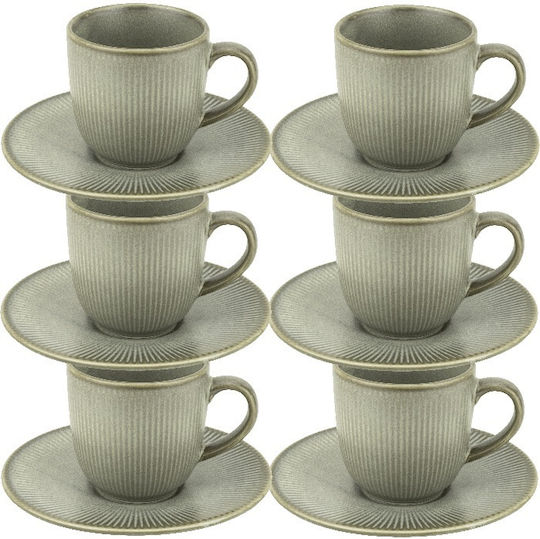 Raki Set Of Green Porcelain Coffee Cups 110ml 6 Pieces
