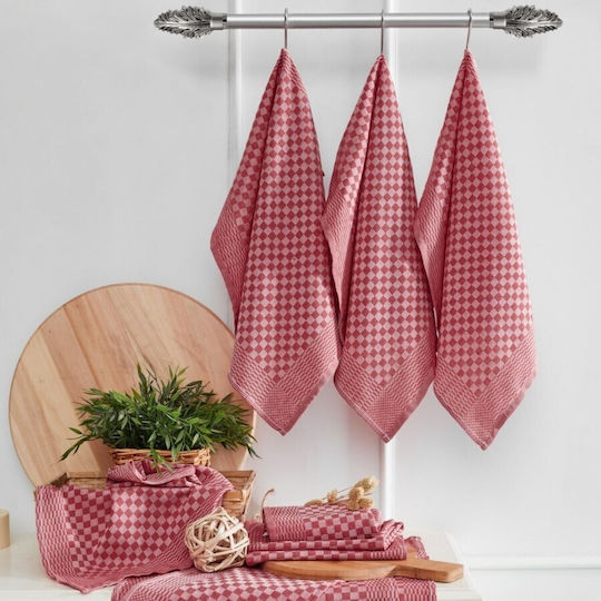 Lenjerii Deosebite Lola Kitchen Towel Made of 100% Cotton in Red Colour 40x60cm 10 Pieces