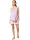 Vamp Vamp Damen Schlafanzug & Pyjamas Sommer Baumwollenes Babydoll Flieder