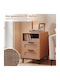 Wooden Bedside Table with Metal Legs Beige 61x60x35cm