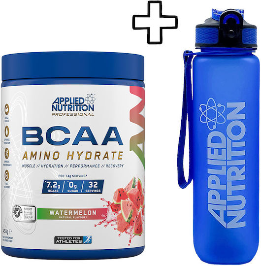 Applied Nutrition Bcaa Amino-hydrate 450g Green Apple & Applied Nutrition Lifestyle Water Bottle 1000ml Custom Bundle