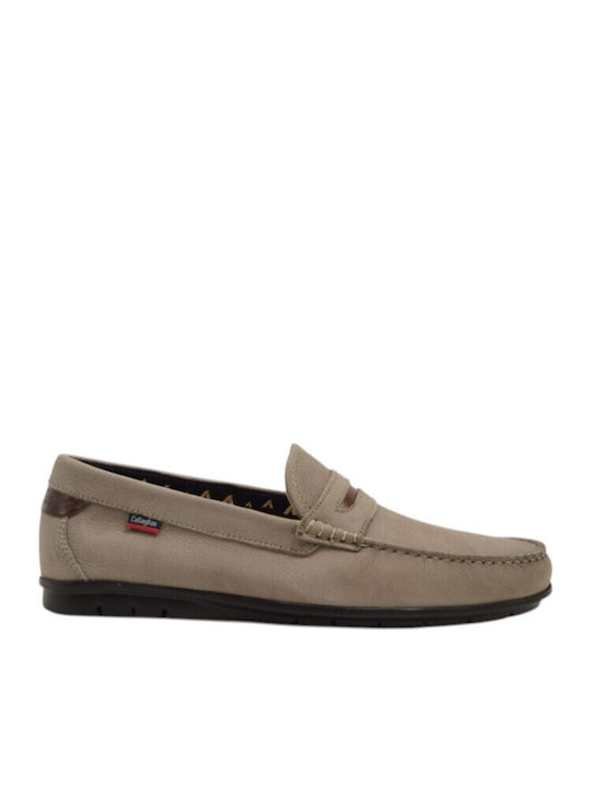 Leather Men's Loafers in Beige Colour