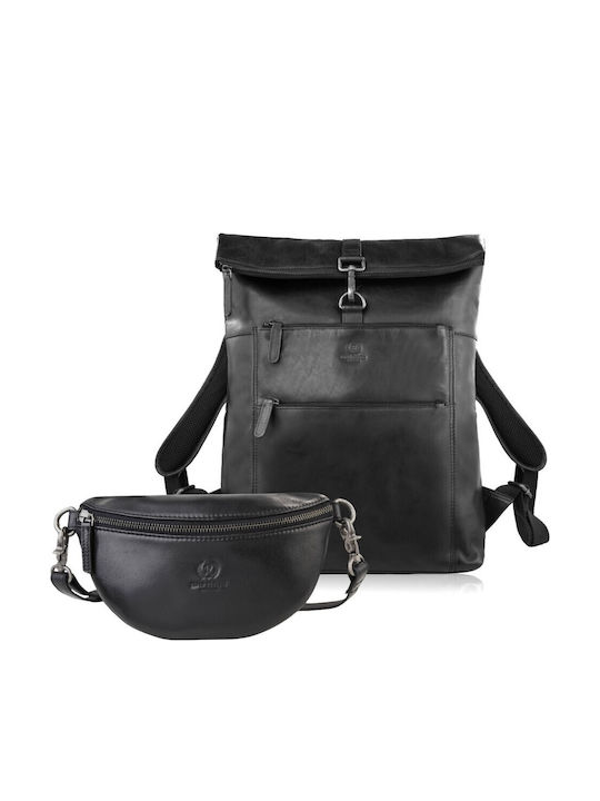 Set Geantă de Damă din Piele Tip Rucsac Neagră