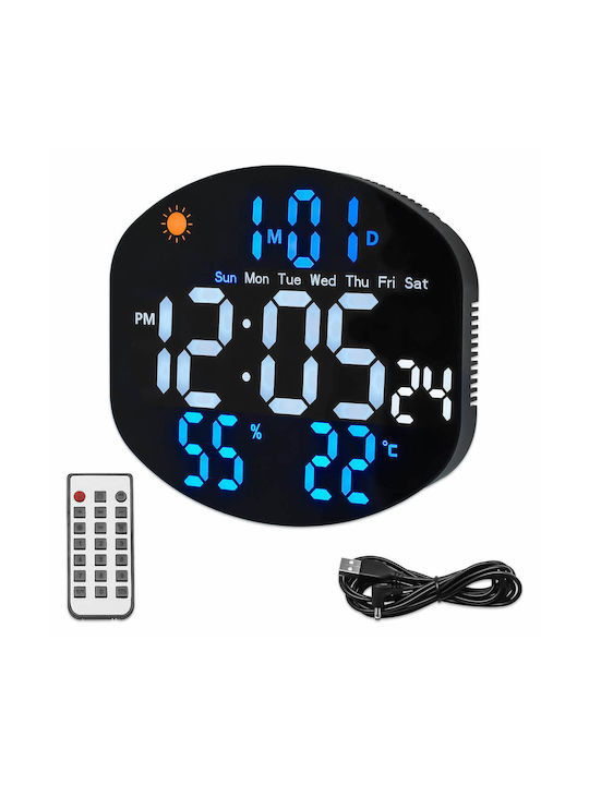 Wall Clock Digital Plastic White Ø26cm