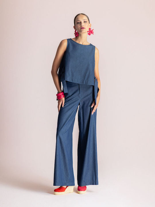 Moutaki High Rise Women's Jean Pants in Wide Leg Style