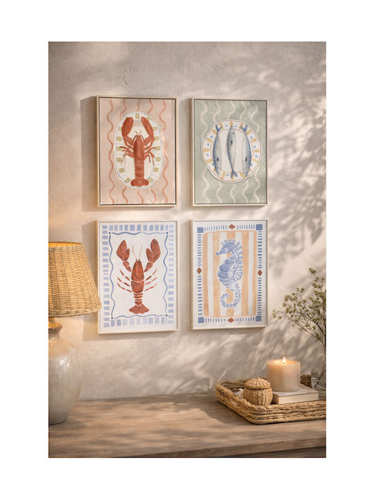 Gemälde Rahmen Design Meereslandschaft 30x1,5x40cm Blau Kaeming