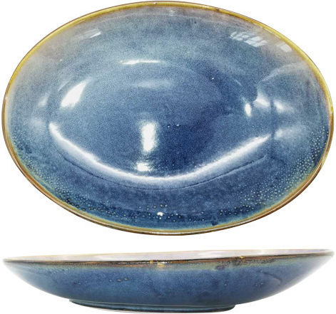 Raki Laguna Oval Serving Platter Made of Blue Porcelain