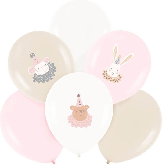 Set Of 6 Baby Shower Little Mice Pink Latex Balloons
