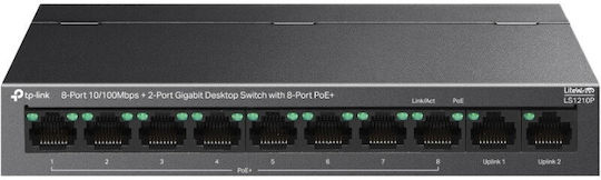 TP-LINK LS1210P Unmanaged L2 PoE+ Switch με 10 Θύρες Gigabit (1Gbps) Ethernet και 10 SFP Θύρες