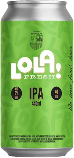 Ζυθοποιία Πηνειού Lola Fresh India Pale Ale (IPA) Κουτί 440ml