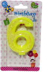 Neon Yellow Glitter Candle Number 6
