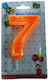 Neon Orange Glitter Candle Number 7
