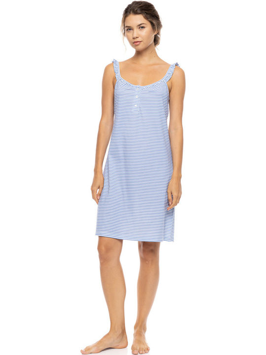 Pink Label Pink Label Sommer Damen Nachthemd Hellblau