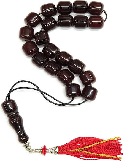 Roloi Komboloi Worry Beads with 21 Beads Made of Mastic Length 37cm Burgundy