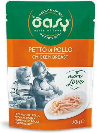 Oasy Love Wet Cat Food for Adult Cats in Pouches with Chicken 70g
