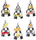 Checkered Black and White Party Hats Race Cars 6 Pieces
