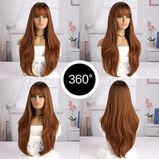Women's Synthetic Wig Long Bangs Light Brown