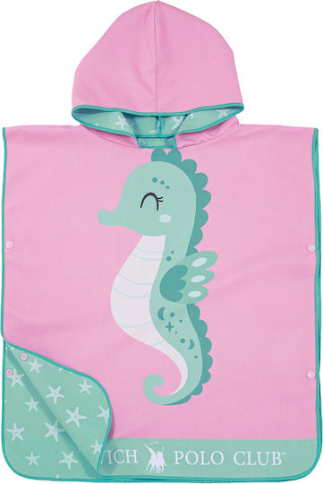 Greenwich Polo Club Junior Kinder Strandponcho 50x115 Mint Pink