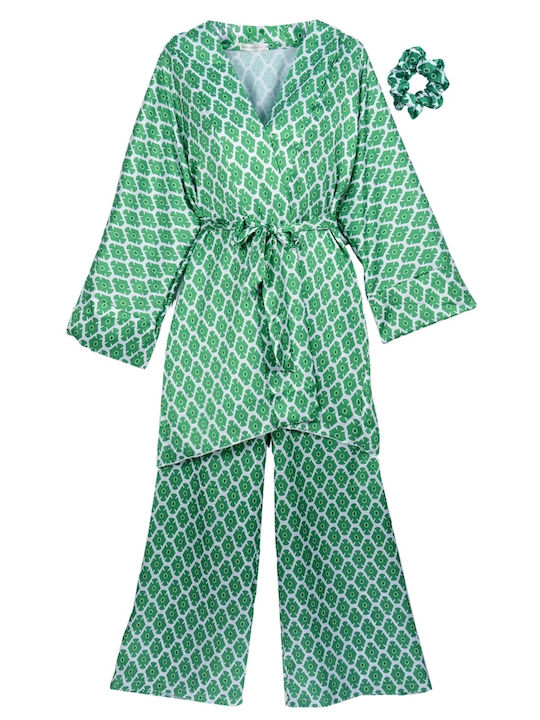 Rock Club Women's Green 70s Set with Trousers