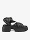 Damen Flache Sandalen Schwarz