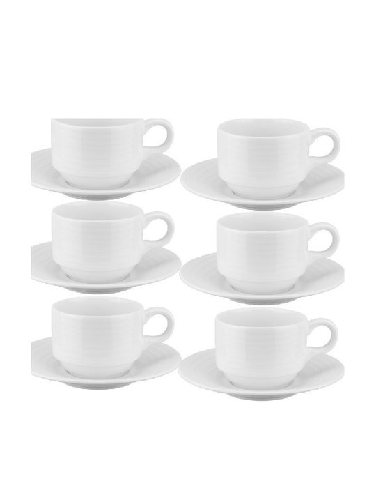Raki Wave Set Cesti Maro Din Porțelan Alb 200ml 6 Bucăți