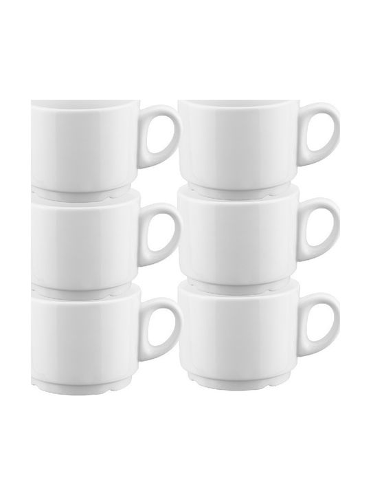 Raki Alvi Set Cesti Maro Din Porțelan Alb 200ml 6 Bucăți