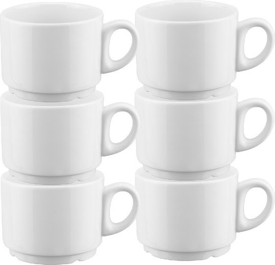 Raki Alvi Set Coffee Cups Made of White Porcelain 200ml 6 Pieces
