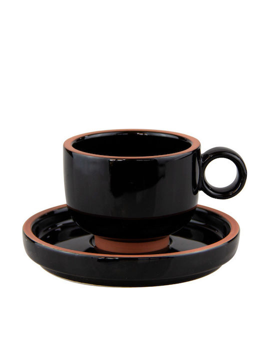 Raki Raki Kaffee Tasse aus Porzellan Schwarz 200ml