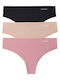 Γυναικεία String 3Pack χωρίς Ραφές Black-cedar-soft Mauve