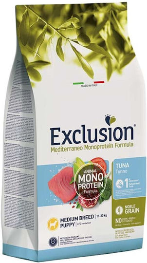 Exclusion Monoprotein 3kg Dry Dog Food for Medium Breed Puppies with Tuna Pomegranate and Chicken