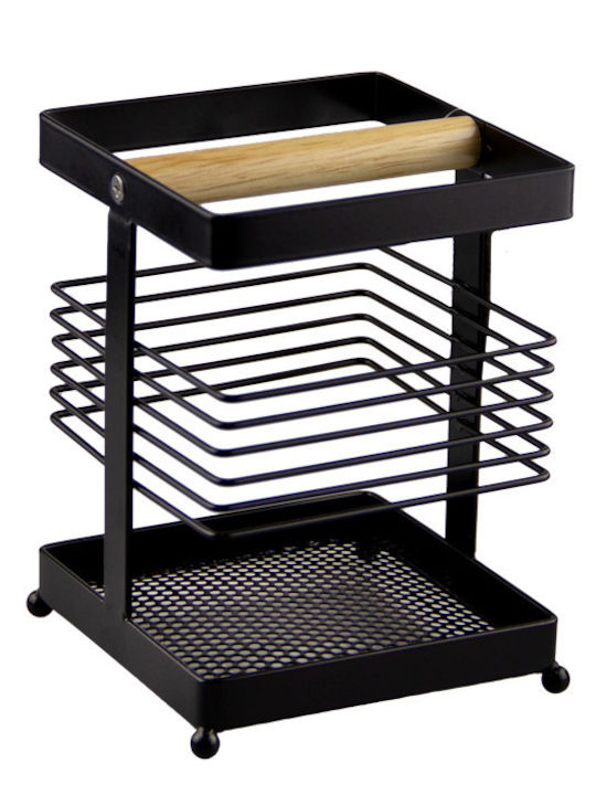 Raki Metallic Black Cutlery Drainer 11x11x15cm