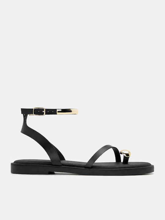 Luigi Flache Sandalen für Damen Schwarz